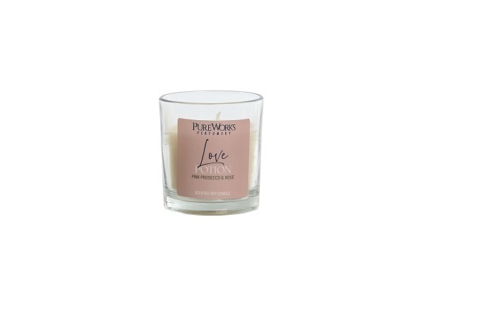 VELA CERA CRISTAL 8X8X10CM 120GR PINK PROSECCO Y R